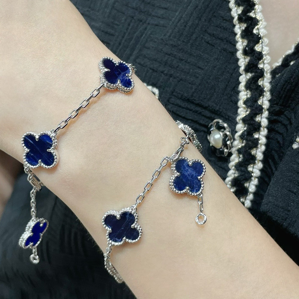 [kincade]CLOVER 5 MOTIF PIETERSITE SILVER BRACELET