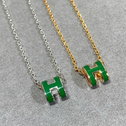 [kincade]POP H GREEN NECKLACE SILVER AND GOLD