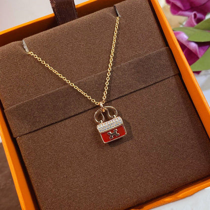 [kincade]CONSTANCE RED PEDANT PINK GOLD NECKLACE