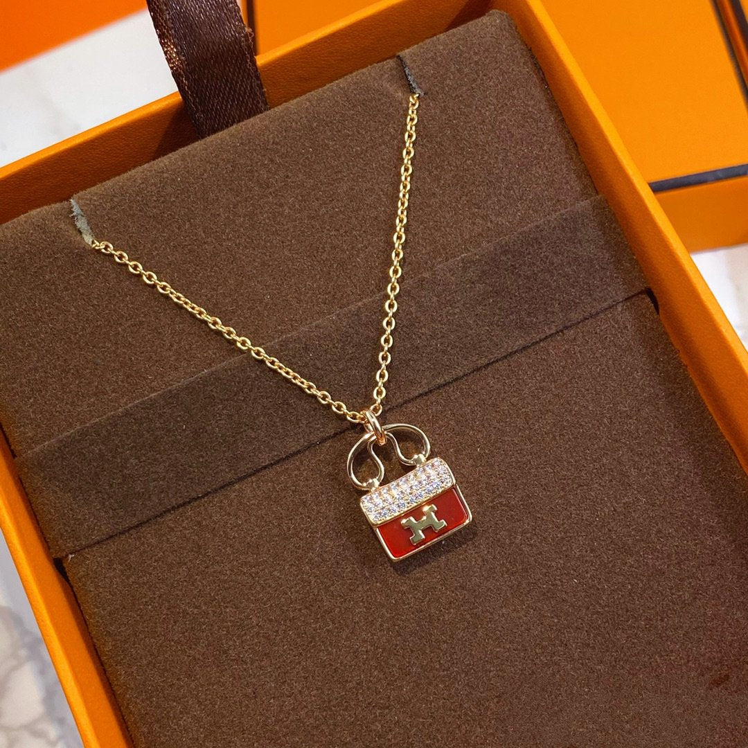 [kincade]CONSTANCE RED PEDANT PINK GOLD NECKLACE