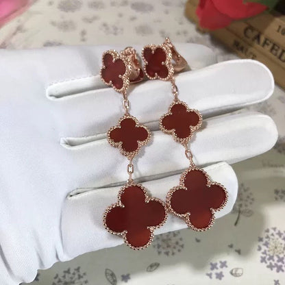 [kincade]CLOVER 3 MOTIF CARNELIAN DROP EARRINGS