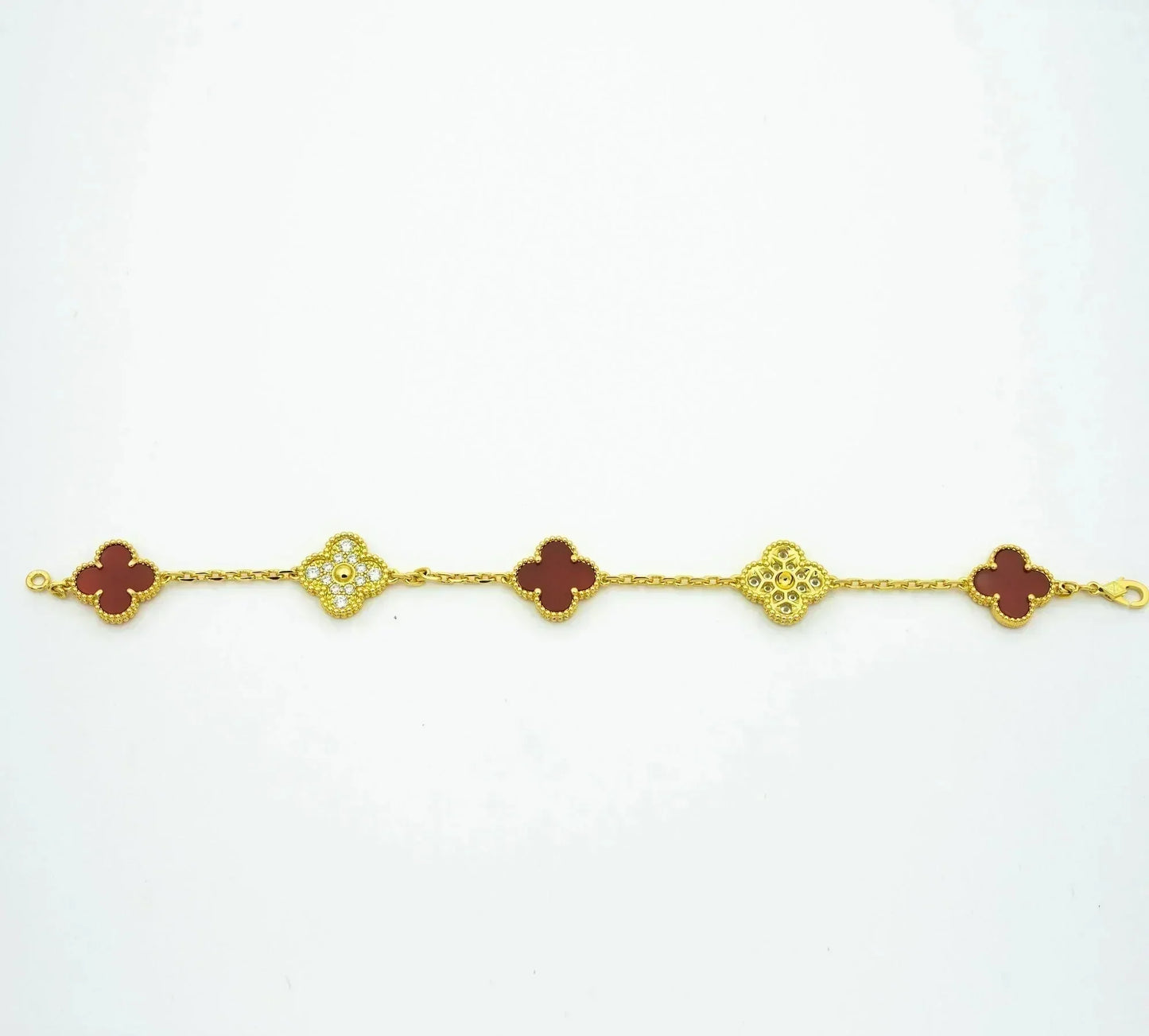 [kincade]CLOVER 5 MOTIFS CARNELIAN DIAMOND BRACELET