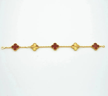 [kincade]CLOVER  5 MOTIFS CARNELIAN GOLD BRACELET