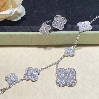 [kincade]CLOVER 6 MOTIFS SILVER DIAMOND BRACELET