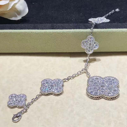 [kincade]CLOVER 6 MOTIFS SILVER DIAMOND BRACELET