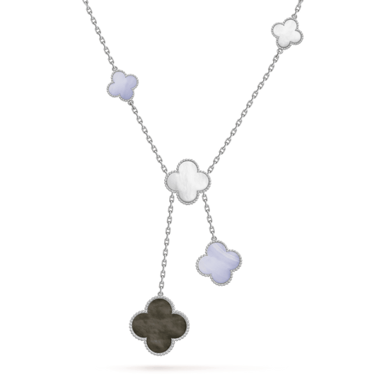 [kincade]CLOVER MOP CHALCEDONY NECKLACE SILVER 6 MOTIF