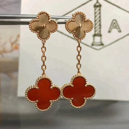 [kincade]CLOVER 2 MOTIF  LASER CARNELIAN EARRINGS