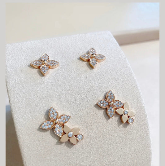 [kincade]STAR BLOSSOM STUD EARRINGS PINK GOLD DIAMONDS