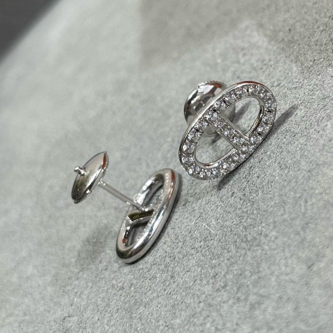 [kincade]HM FULL DIAMOND PIG NOSE STUD EARRINGS