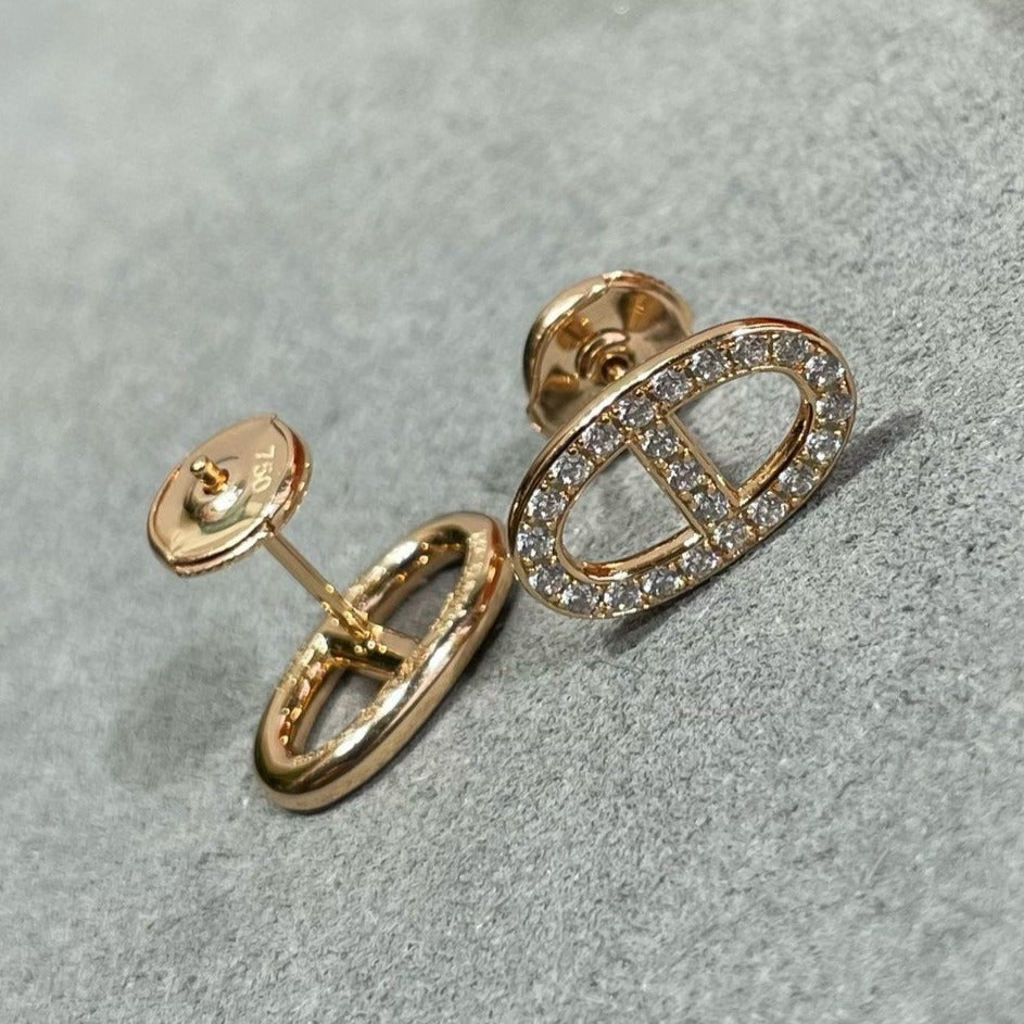 [kincade]HM FULL DIAMOND PIG NOSE STUD EARRINGS