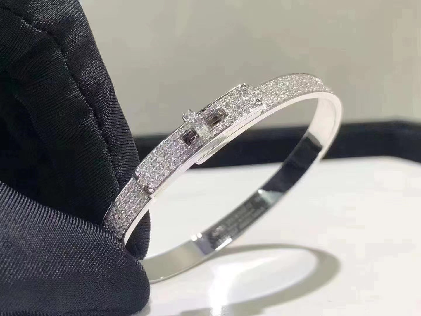 [kincade]HM KELLY BRACELET IN SILVER AND FULL PAVE DIAMOND