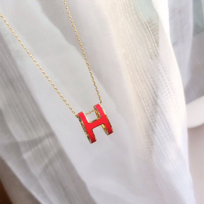 [kincade]HM CLIC RED ENAMEL GOLD NECKLACE