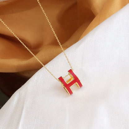 [kincade]HM CLIC RED ENAMEL GOLD NECKLACE