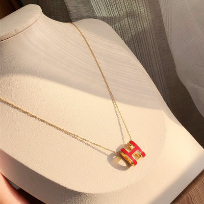 [kincade]HM CLIC RED ENAMEL GOLD NECKLACE