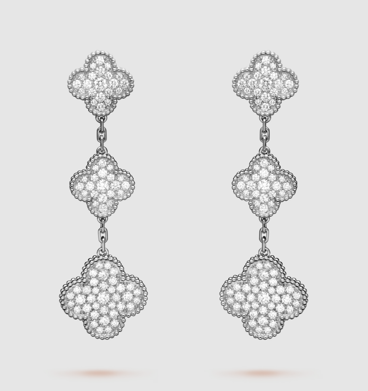 [kincade]CLOVER 3 MOTIF DIAMOND SILVER DROP EARRINGS