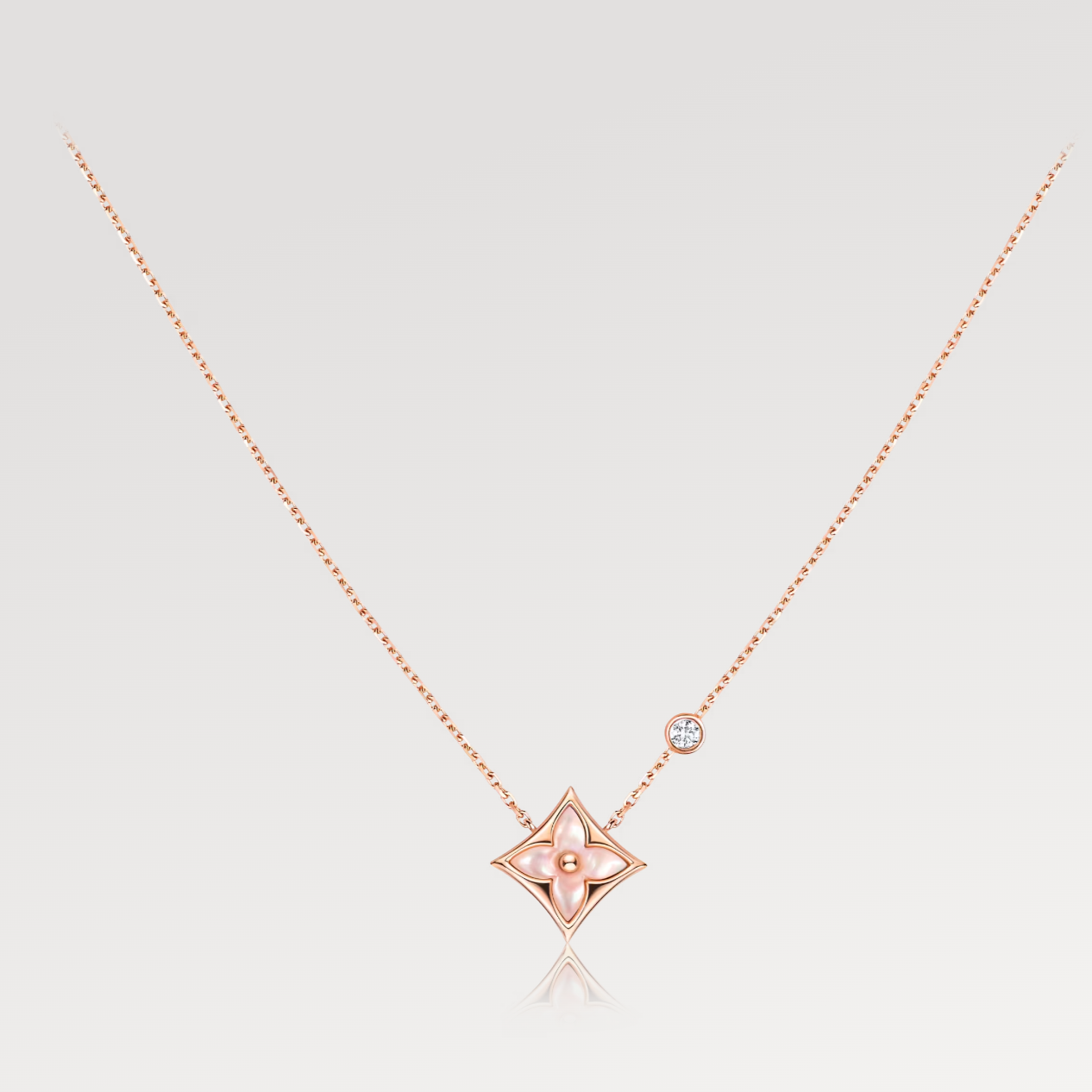 [kincade]STAR PINK MOP 1 DIAMOND PINK GOLD NECKLACE