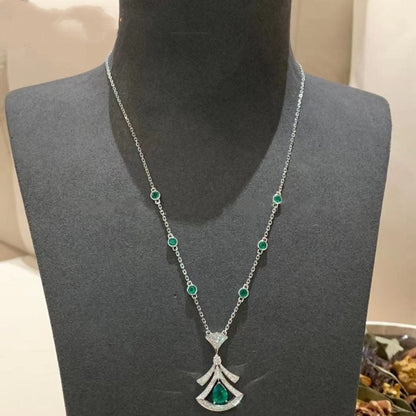 [kincade]DREAM NECKLACE MALACHITE DIAMOND SILVER