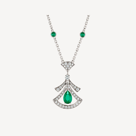 [kincade]DREAM NECKLACE MALACHITE DIAMOND SILVER