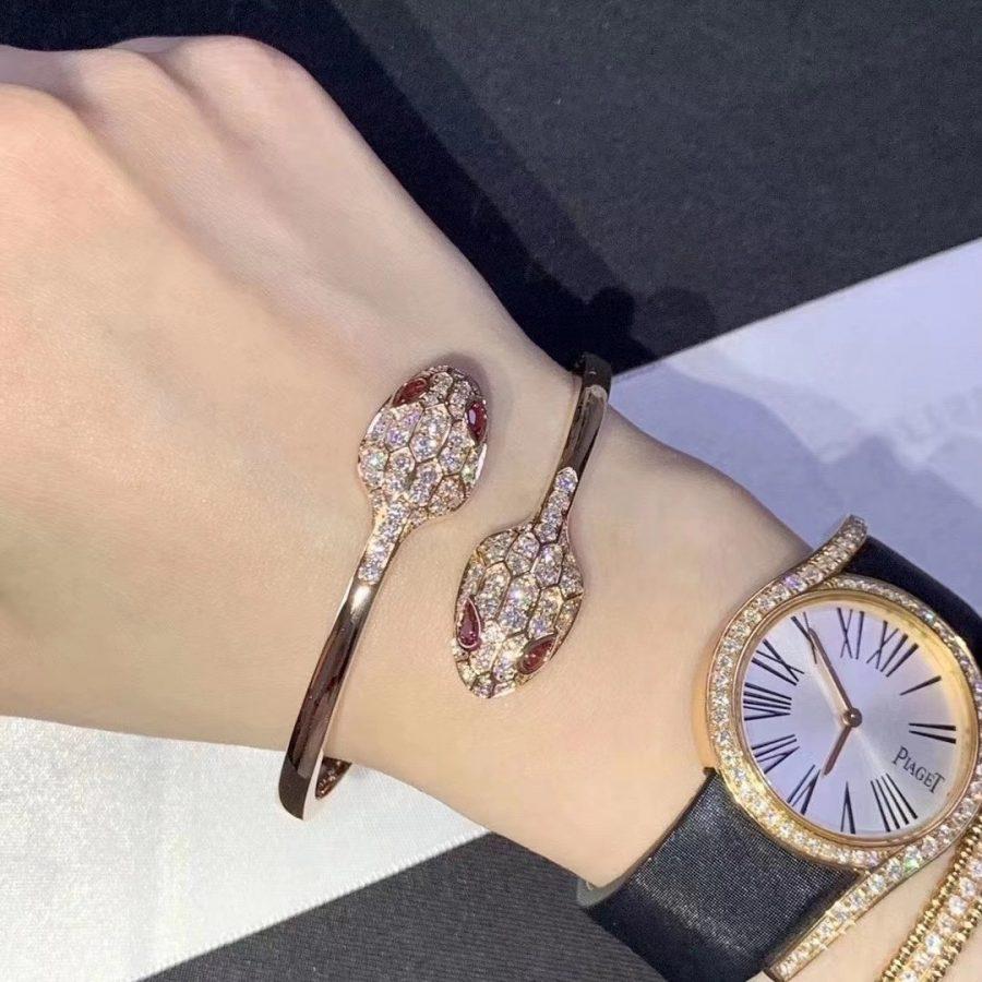 [kincade]SERPENTI BRACELET PINK GOLD DIAMOND DOUBLE SNAKE