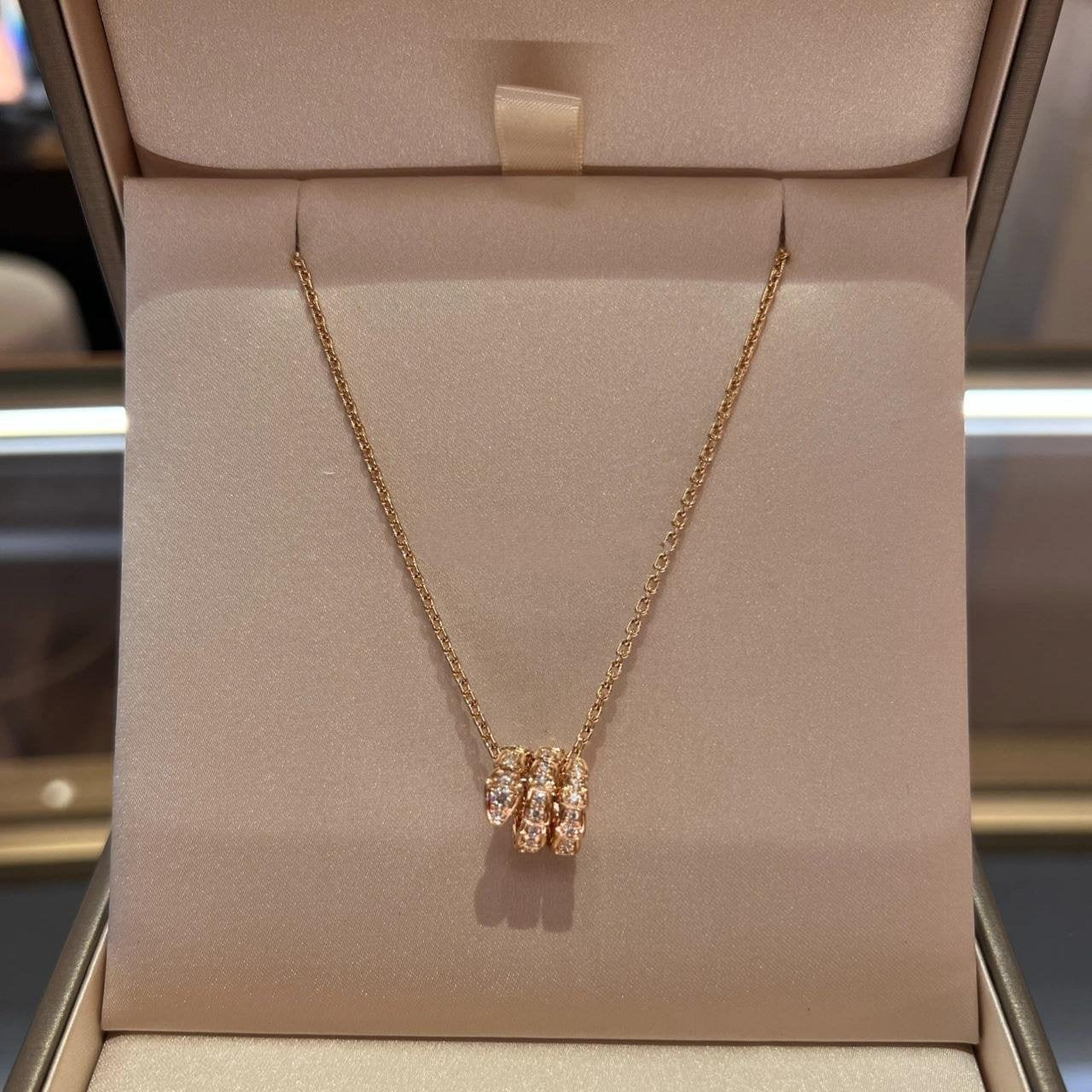 [kincade]SERPENTI PINK GOLD NECKLACE DOUBLE RING DIAMOND