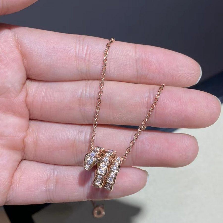 [kincade]SERPENTI PINK GOLD NECKLACE DOUBLE RING DIAMOND