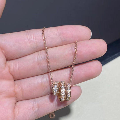 [kincade]SERPENTI PINK GOLD NECKLACE DOUBLE RING DIAMOND