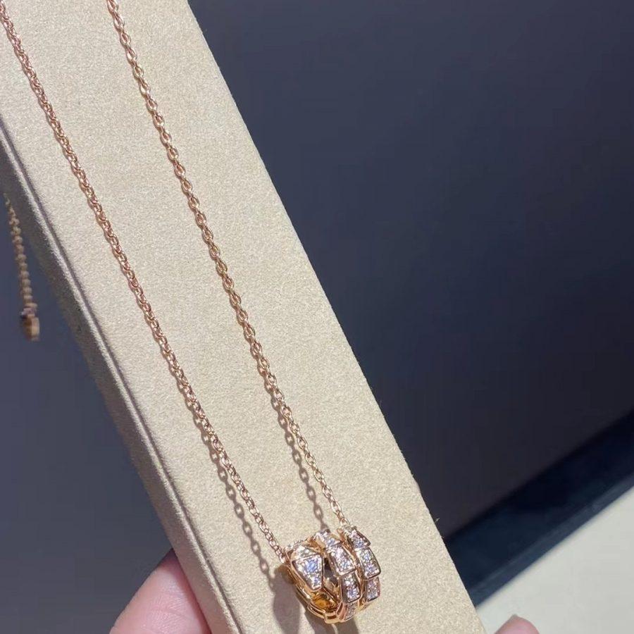 [kincade]SERPENTI PINK GOLD NECKLACE DOUBLE RING DIAMOND