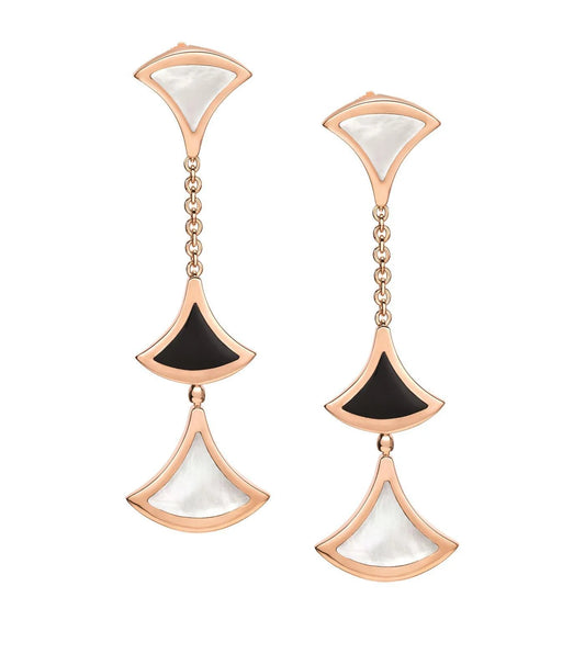 [kincade]DREAM EARRINGS 3 MOTIFS ONYX MOP PINK GOLD