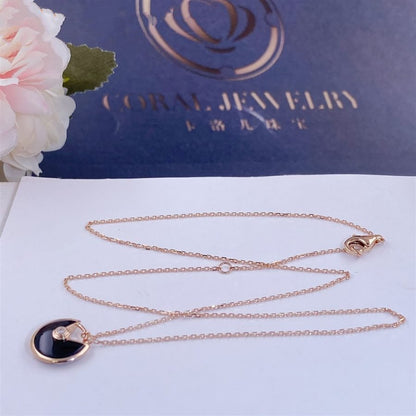 [kincade]AMULETTE ROSE GOLD ONYX NECKLACE