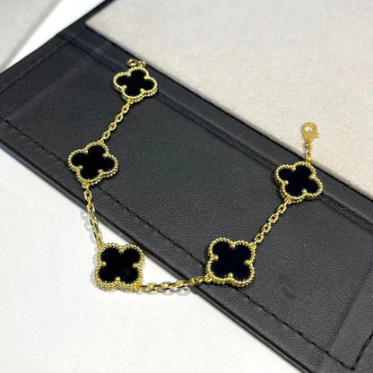 [kincade]CLOVER  5 MOTIFS BLACK ONYX BRACELET