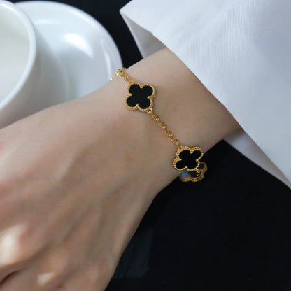 [kincade]CLOVER  5 MOTIFS BLACK ONYX BRACELET