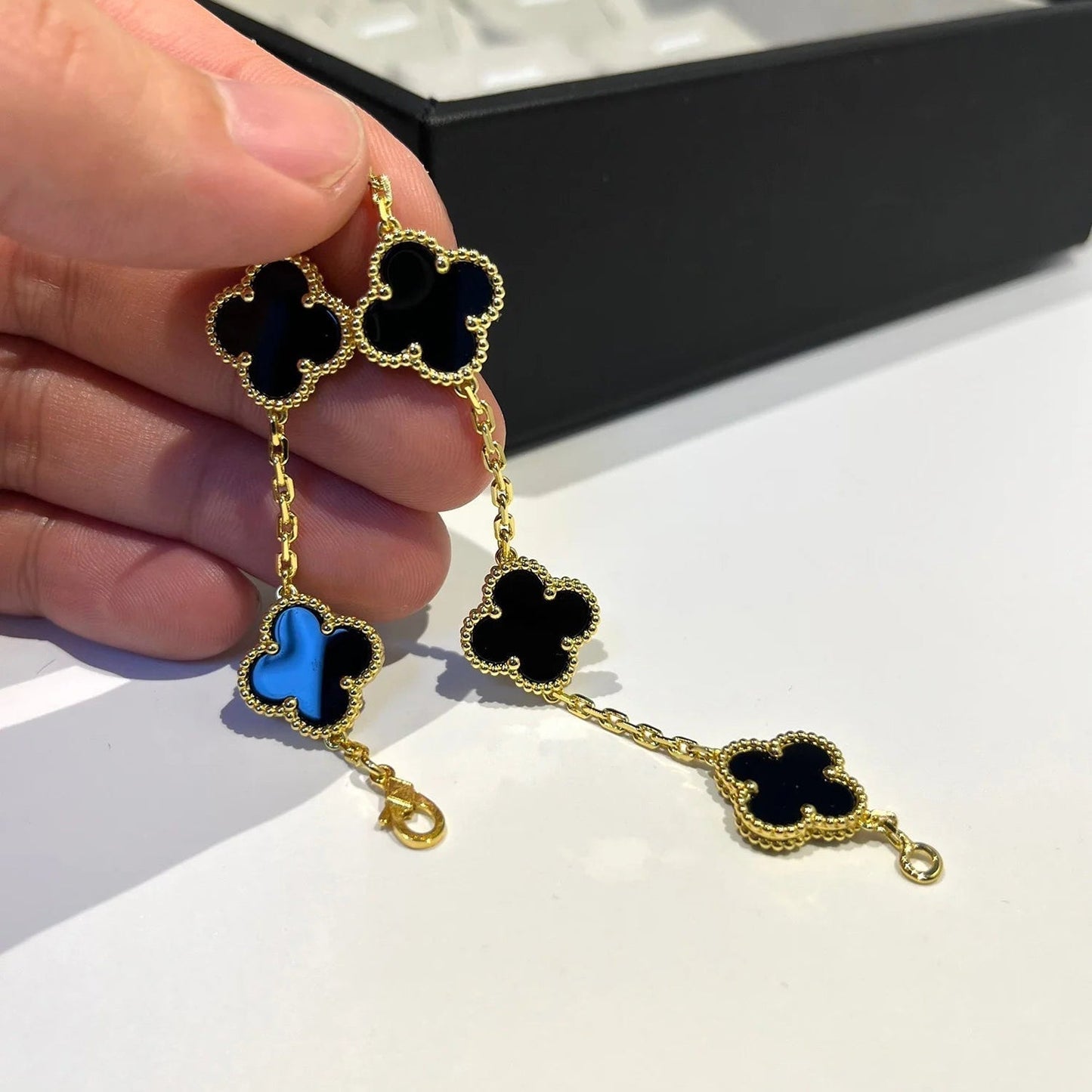 [kincade]CLOVER  5 MOTIFS BLACK ONYX BRACELET