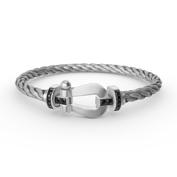 [kincade]FORCE LARGE HORSESHOE BLACK DIAMOND BRACELET SILVER