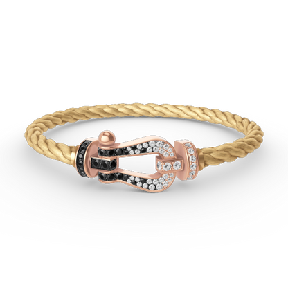 [kincade]FORCE LARGE HORSESHOE BLACK WHITE DIAMOND BRACELET ROSE GOLD