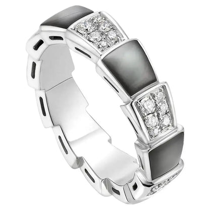 [kincade]SERPENTI RING SILVER DIAMOND BLACK MOP 4MM