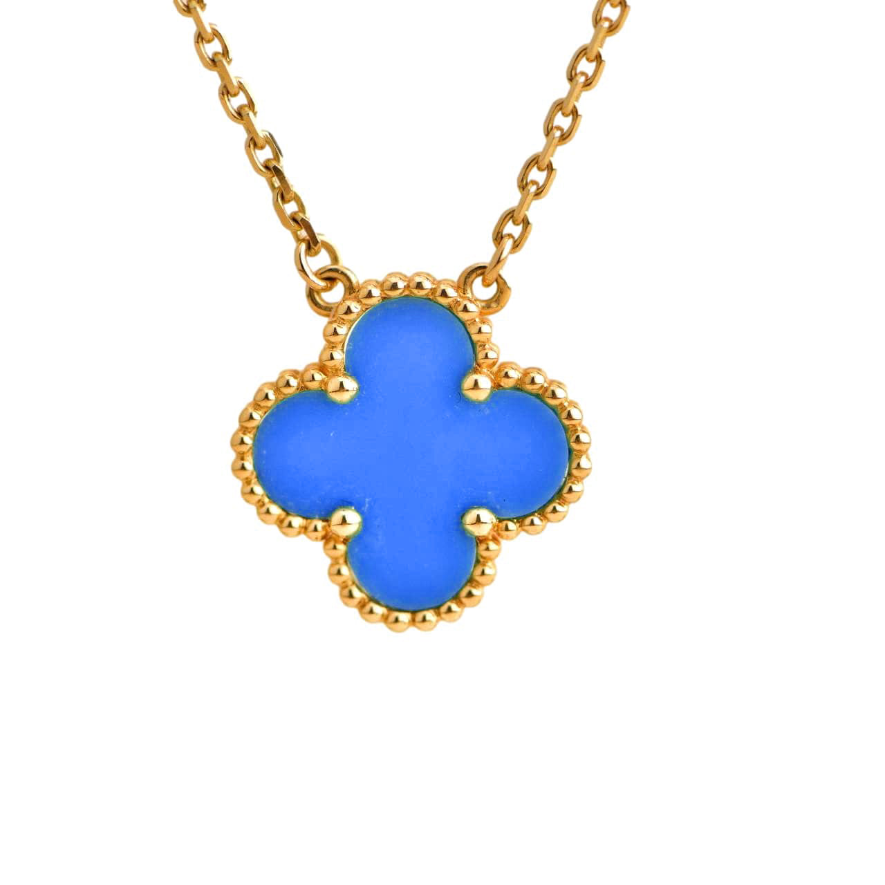 [kincade]CLOVER 15MM BLUE AGATE NECKLACE