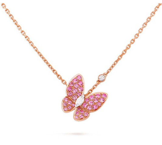 [kincade]BUTTERFLY RED DIAMOND ROSE GOLD NECKLACE