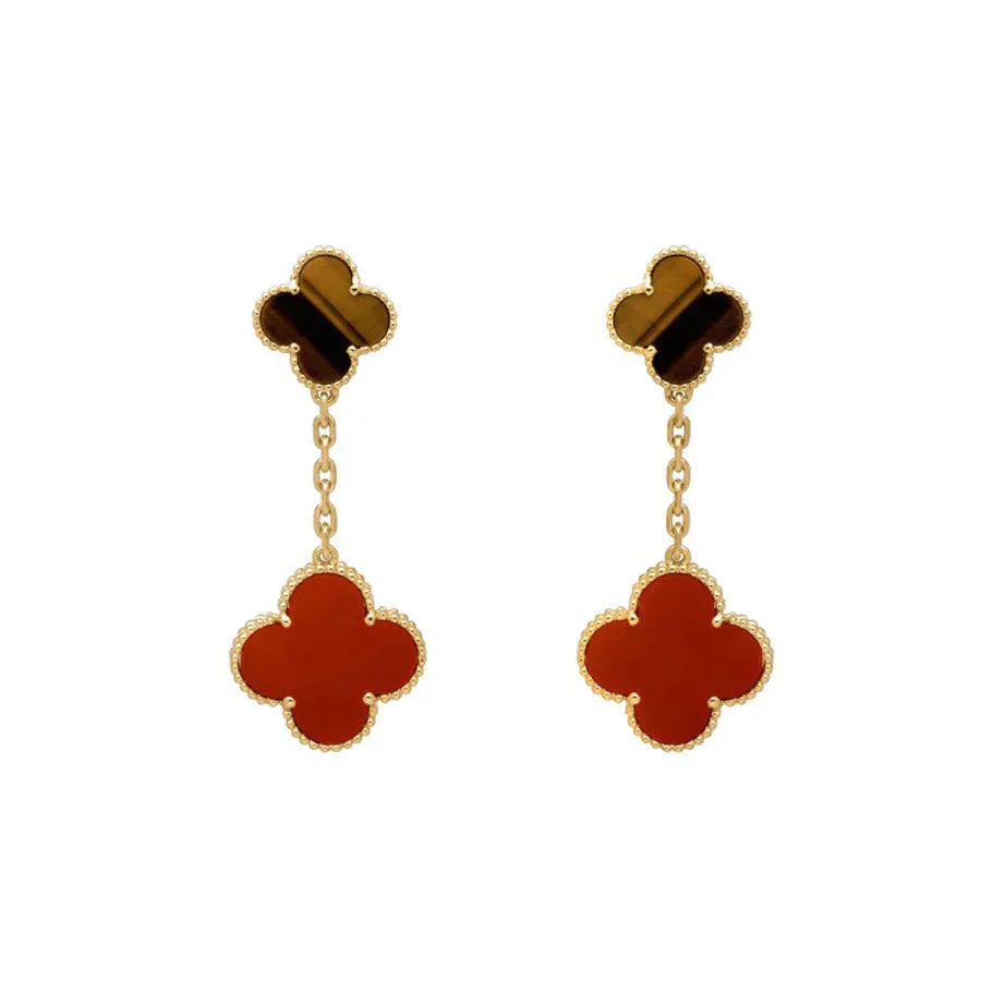 [kincade]CLOVER  2 MOTIF  TIGER EYE CARNELIAN EARRINGS