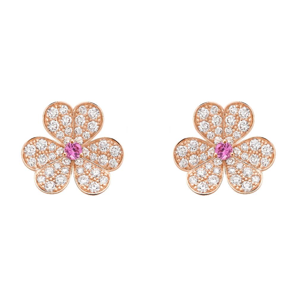 [kincade]FRIVOLE PINK GOLD FLOWER DIAMOND EARRINGS