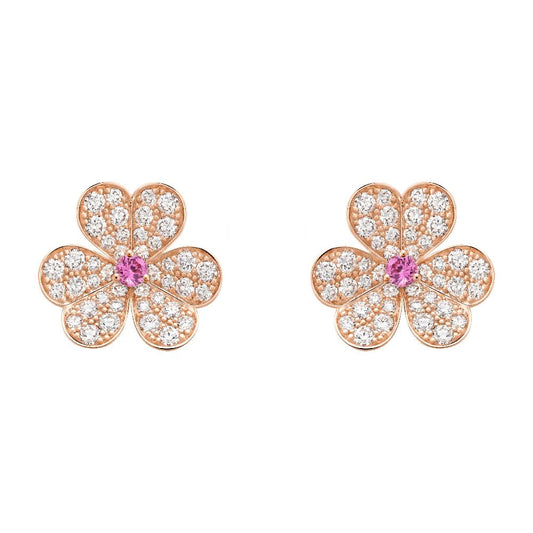 [kincade]FRIVOLE PINK GOLD FLOWER DIAMOND EARRINGS