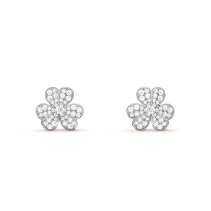 [kincade]FRIVOLE SILVER FLOWER DIAMOND EARRINGS