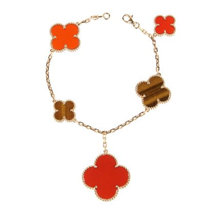 [kincade]CLOVER BRACELET 5 MOTIFS CARNELIAN TIGER EYE