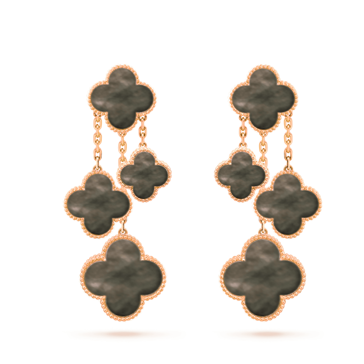 [kincade]CLOVER EARRINGS DARK MOP 4 MOTIFS ROSE GOLD