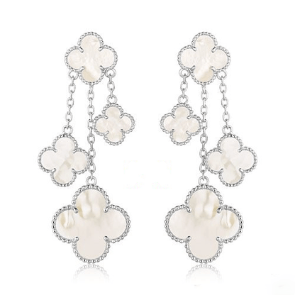 [kincade]CLOVER EARRINGS WHITE MOP 4 MOTIFS SILVER