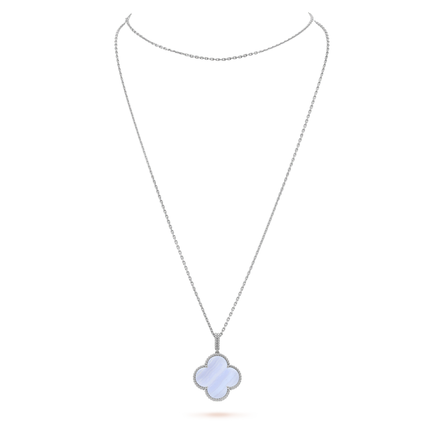 [kincade]CLOVER SILVER CHALCEDONY BIG CLOVER NECKLACE