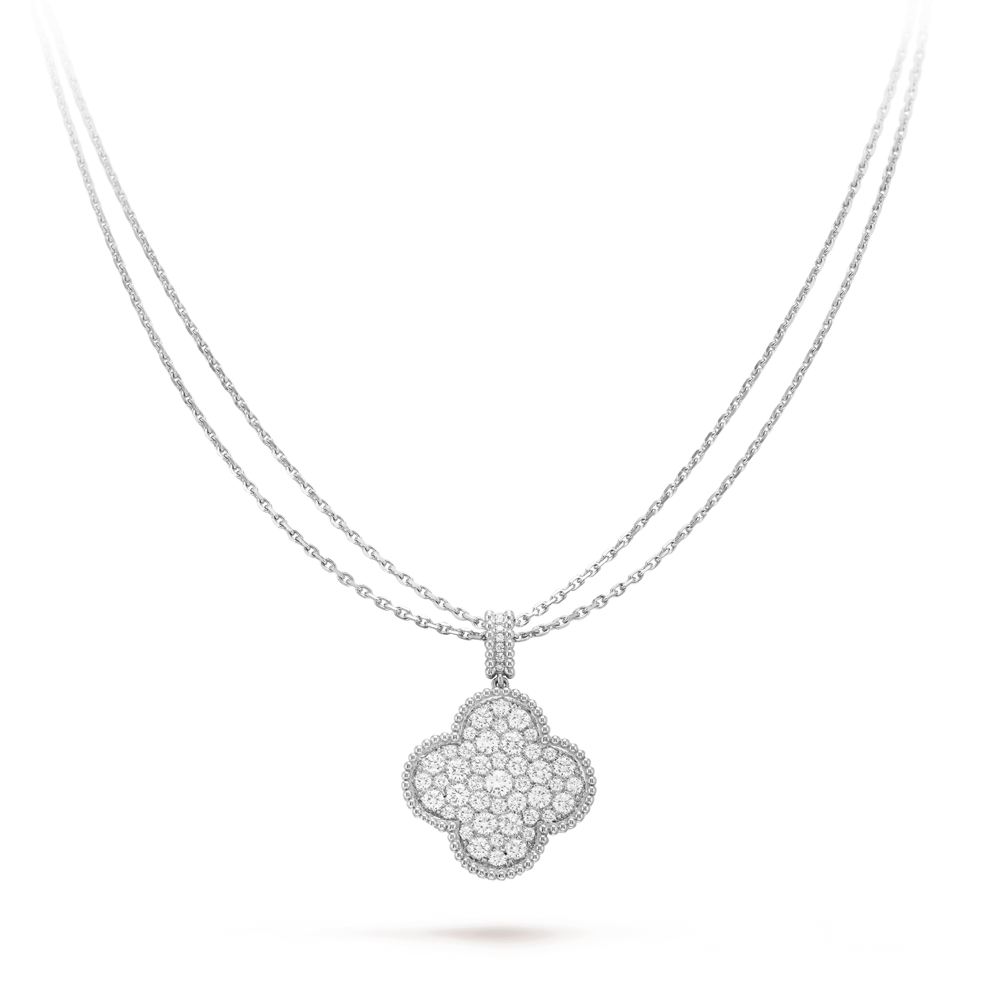 [kincade]CLOVER 25MM SILVER FULL DIAMOND BIG CLOVER NECKLACE