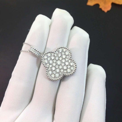 [kincade]CLOVER 25MM SILVER FULL DIAMOND BIG CLOVER NECKLACE