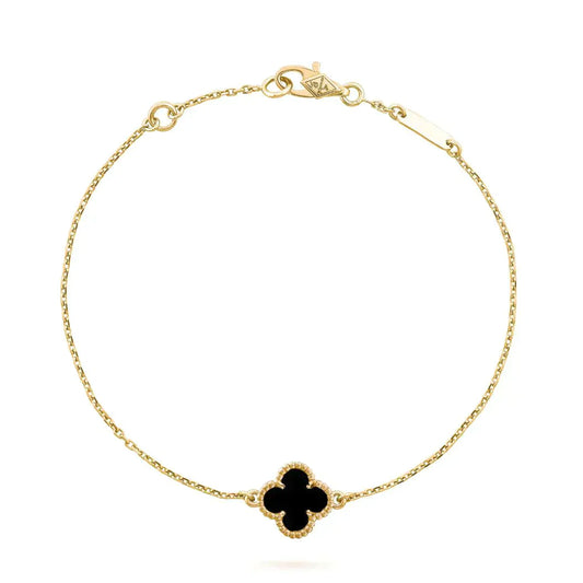 [kincade]CLOVER ONYX SINGLE FLOWER BRACELET