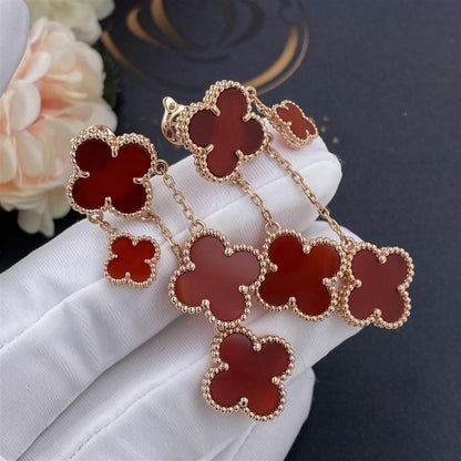 [kincade]CLOVER EARRINGS CARNELIAN 4 MOTIFS PINK GOLD