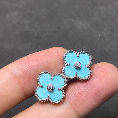 [kincade]CLOVER 1 DIAMOND BLUE SKY SILVER EARRINGS